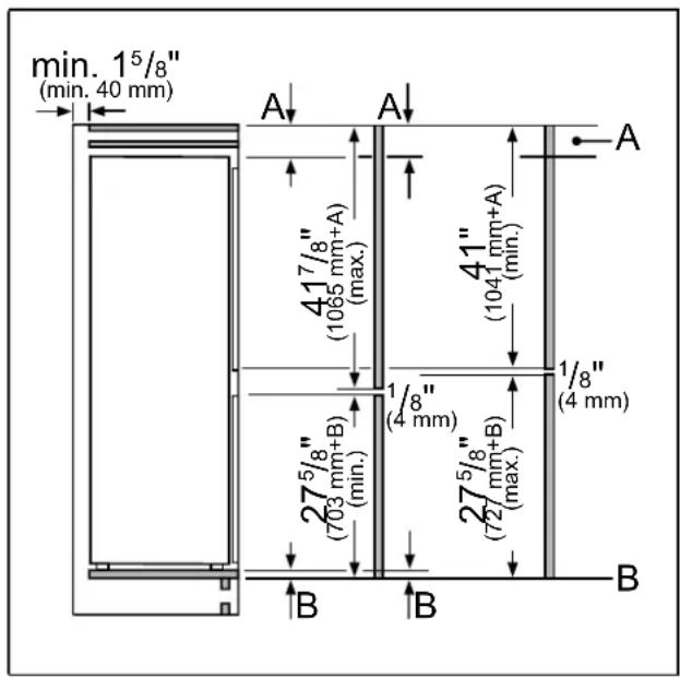 GAGGENAU RB280704 - Dimensions de la porte de meuble - 1