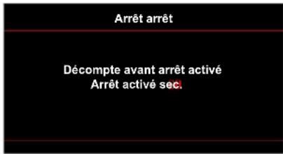 Arrêt arrêt Décompte avant arrêt activé Arrêt activé sec.