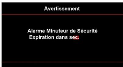 Avertissement Alarme Minuteur de Sécurité Expiration dans sec.
