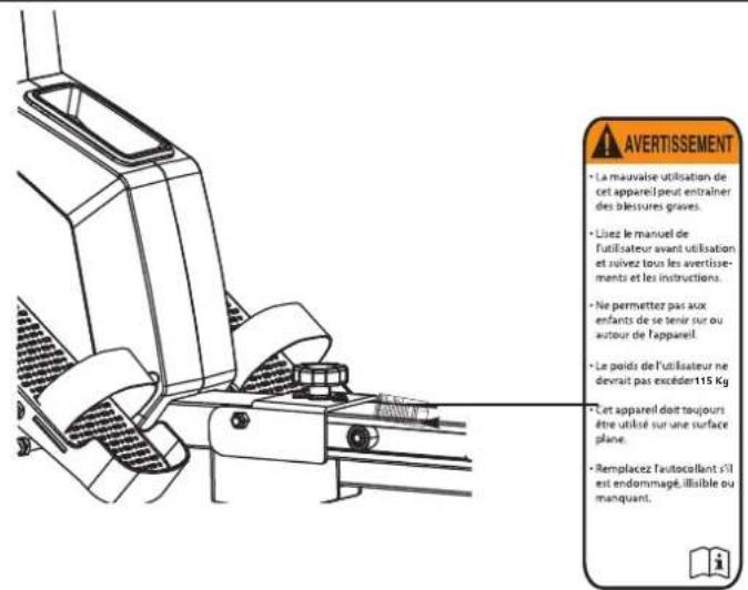 Pro-form PFICVRW70114.0 - EMPLACEMENT DE L'ÉTIQUETTE D'AVERTISSEMENT - 1