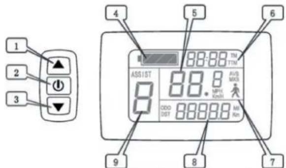 FEU VERT Fred - Écran de contrôle au guidon - écran LCD (fixation latérale) - 1