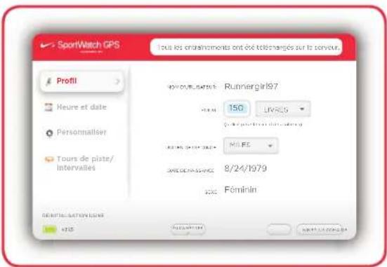 NIKE SportWatch GPS - Onglet profil - 1