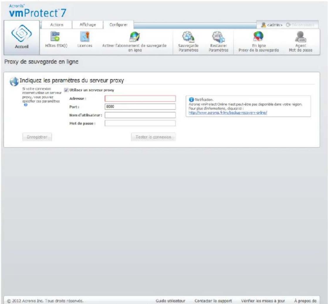 ACRONIS VmProtect 7 - Gestion du proxy de sauvegarde en ligne - 1