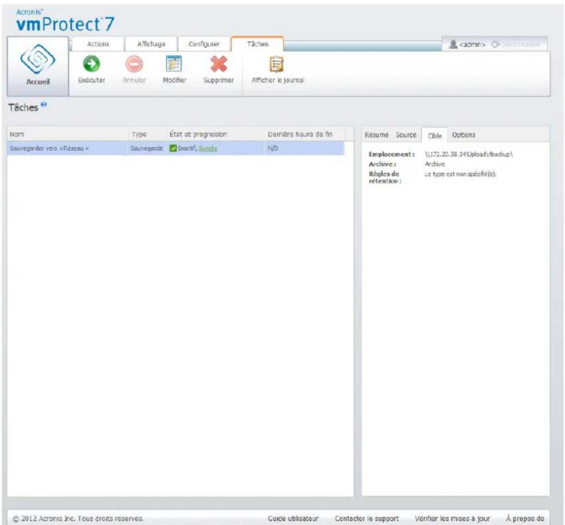 ACRONIS VmProtect 7 - Onglet Cible - 1