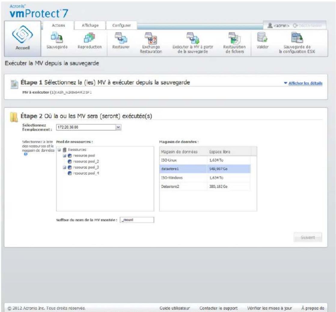 ACRONIS VmProtect 7 - Où exécuter les MV - 1