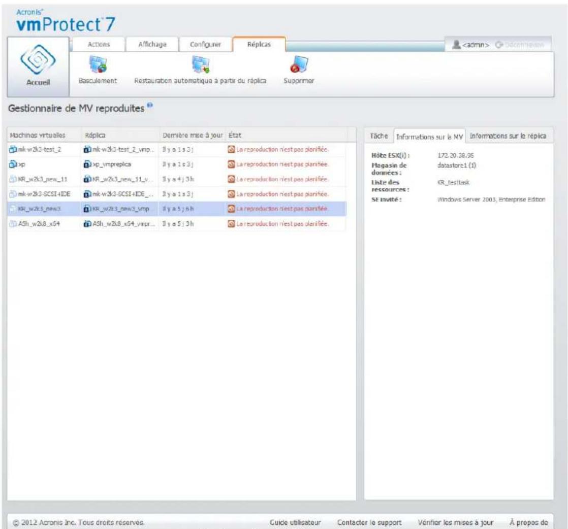 ACRONIS VmProtect 7 - Gestionnaire de MV reproduites - 1