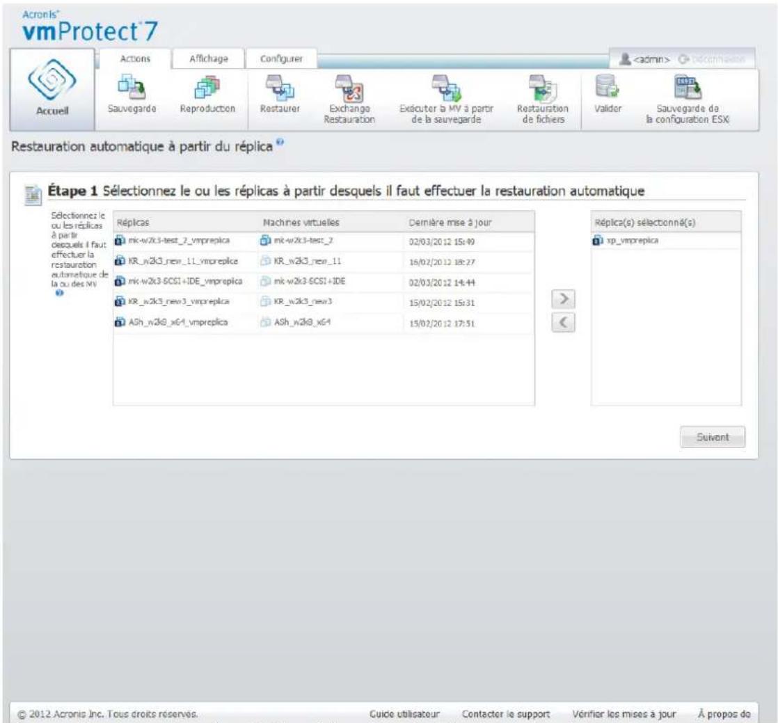 ACRONIS VmProtect 7 - Restauration automatique d'une MV à partir d'un réplica - 1
