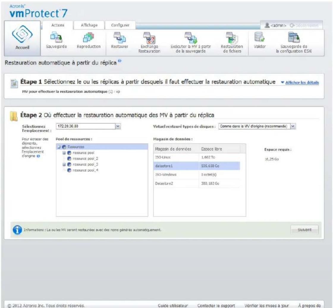 ACRONIS VmProtect 7 - Restauration automatique d'une MV à partir d'un réplica - 2