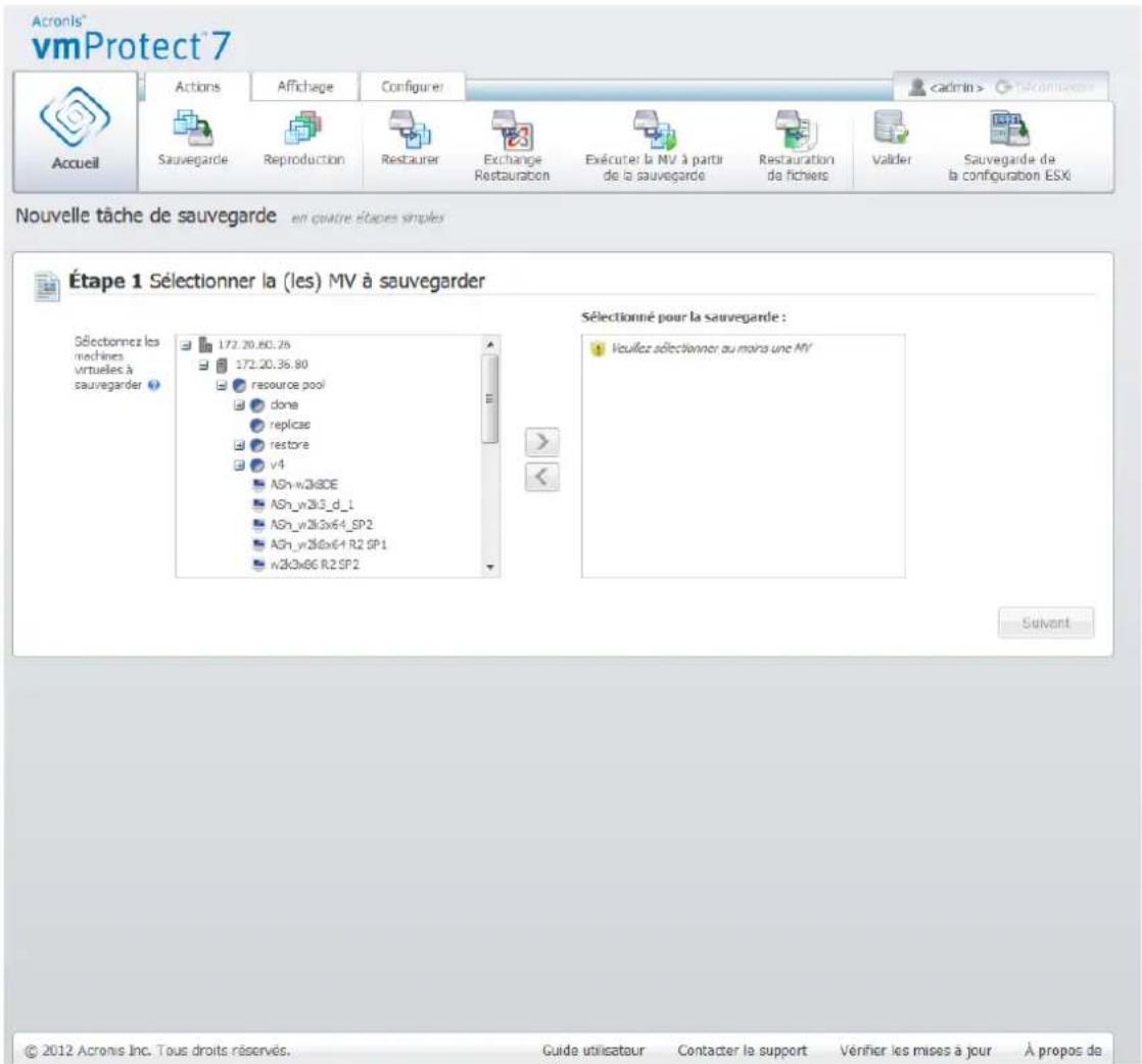 ACRONIS VmProtect 7 - Sélectionner les MV à sauvegarder - 1