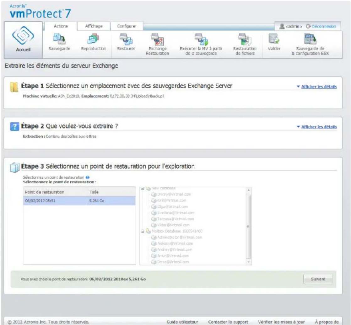 ACRONIS VmProtect 7 - Extraction des boîtes aux lettres - 1