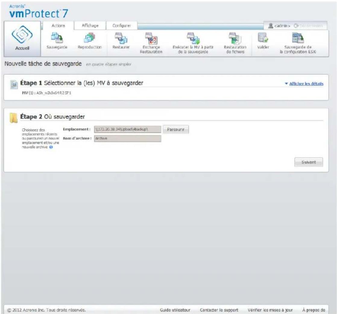 ACRONIS VmProtect 7 - Où sauvegarder - 1