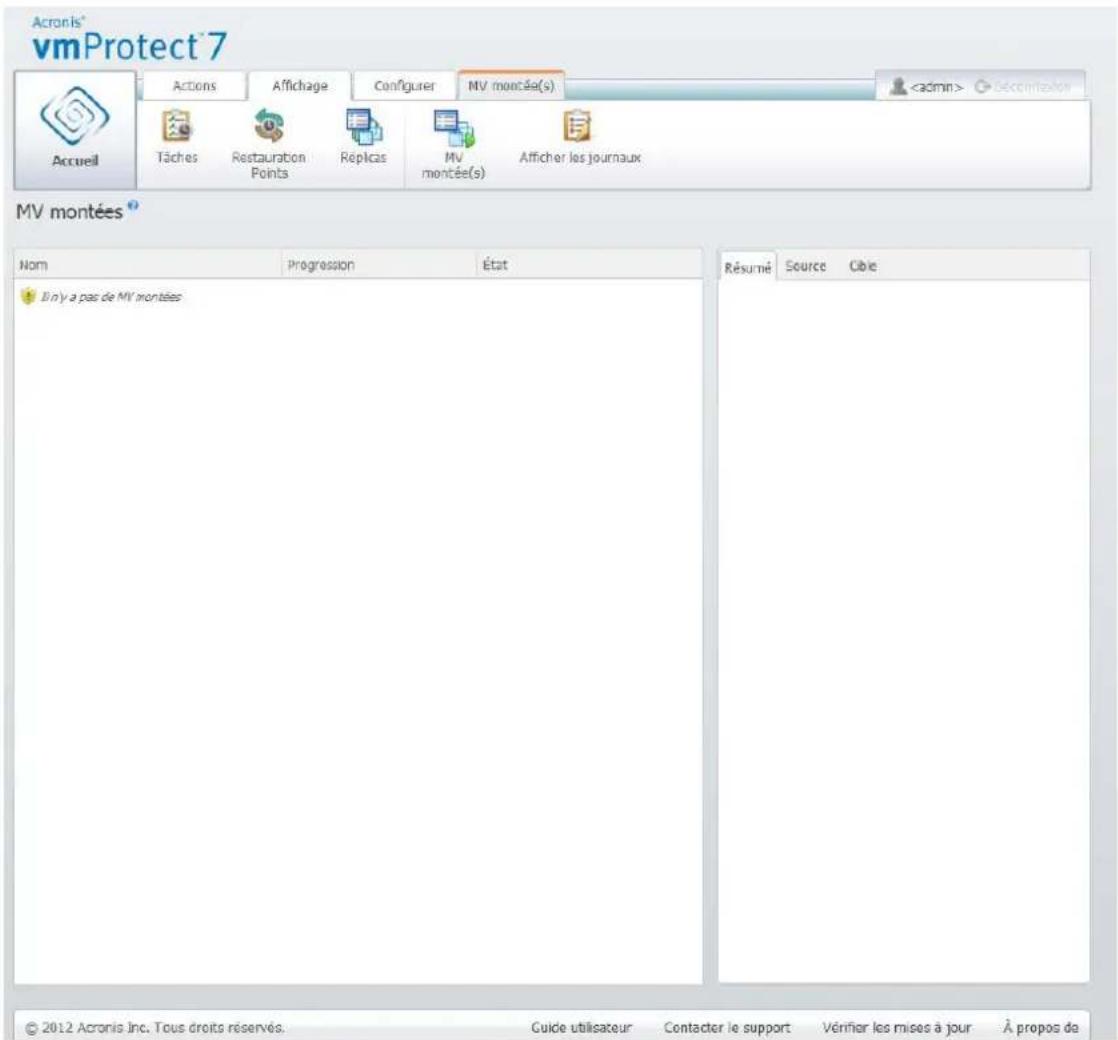 ACRONIS VmProtect 7 - Liste des MV montées - 1