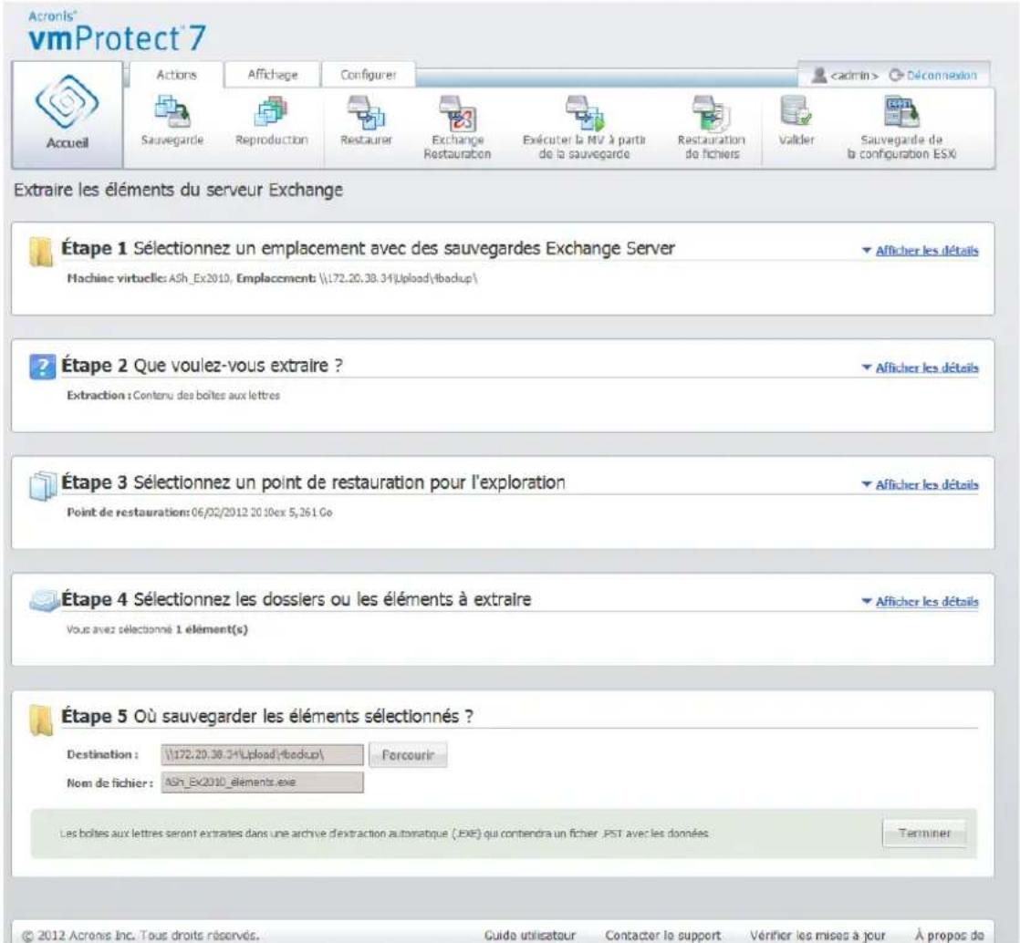ACRONIS VmProtect 7 - Extraction du contenu des boîtes aux lettres - 1