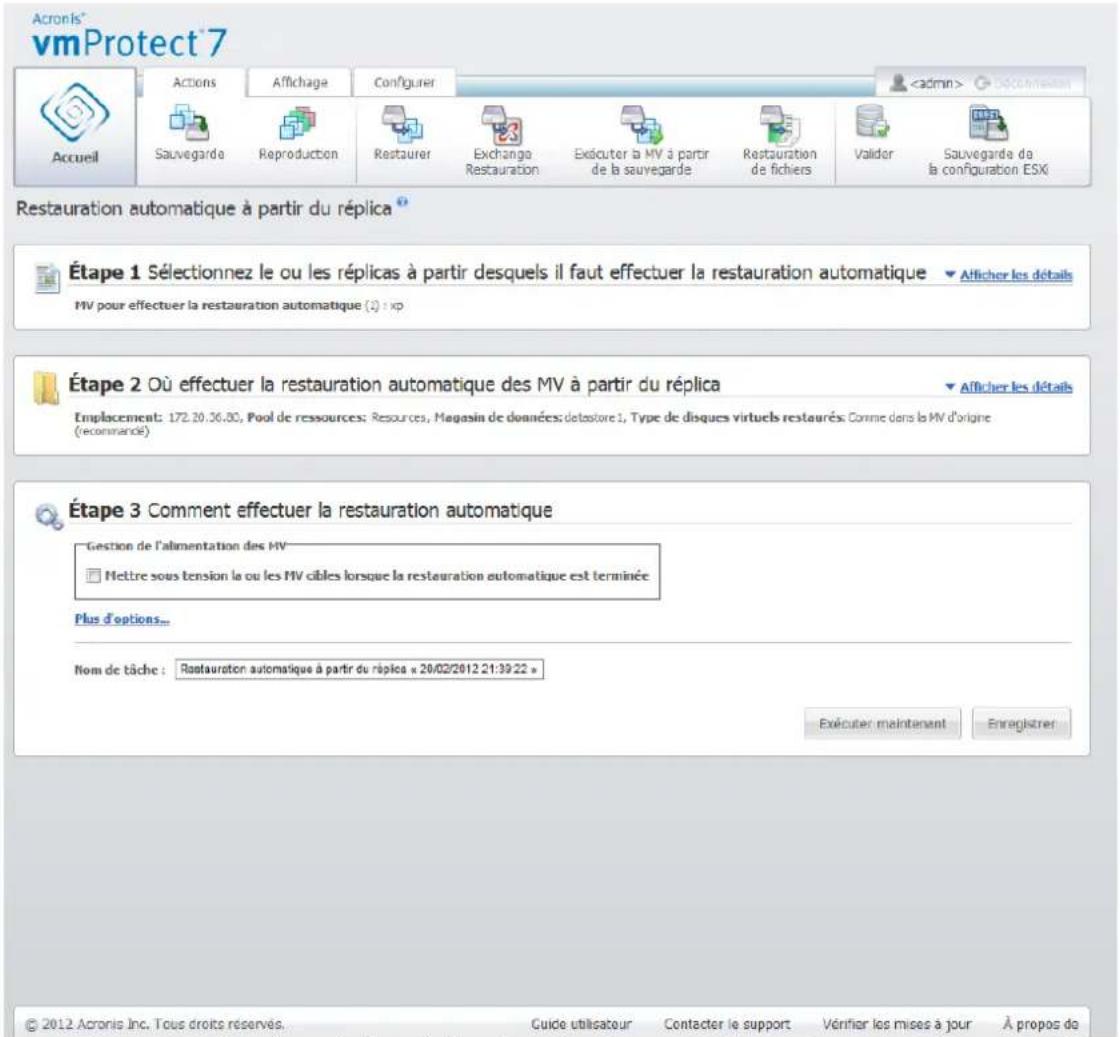 ACRONIS VmProtect 7 - Restauration automatique d'une MV à partir d'un réplica - 3