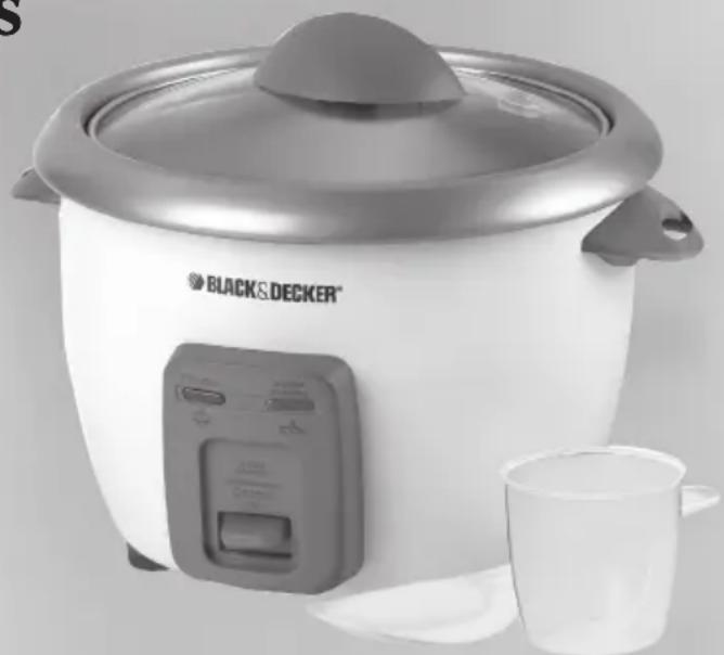 BLACK & DECKER RC3406 - 6-Cup Rice Cooker and Steamer Olla de vaporizar y arrocera de 6 tazas Cuiseur à riz et cuiseur-vapeur de 6 tasses - 1