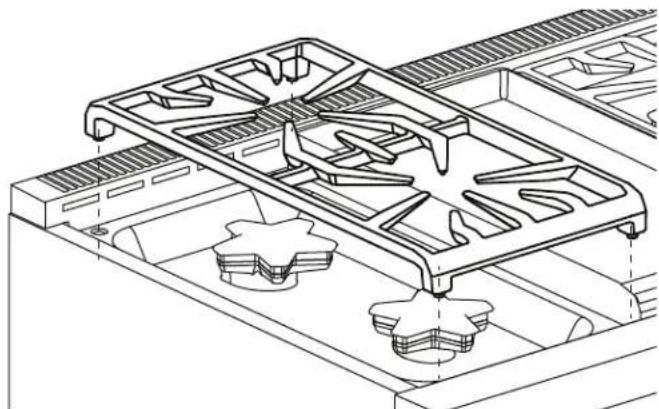 THERMADOR PCG364WL - Positionnement des grilles des brûleurs - 1