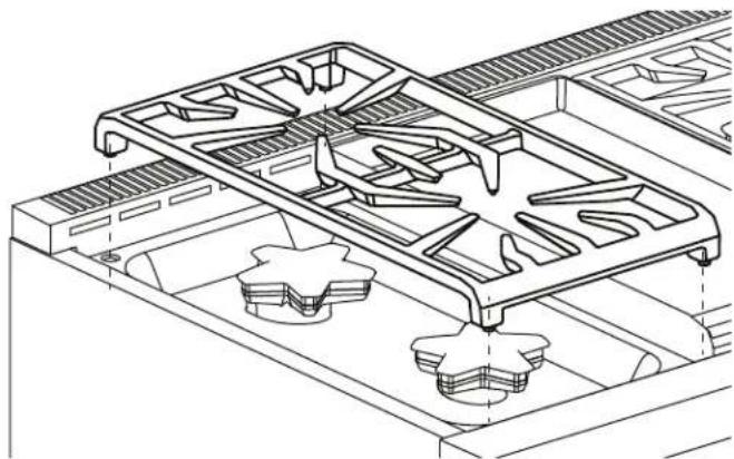 THERMADOR PCG305W - Positionnement des grilles des brûleurs - 1