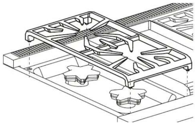 THERMADOR PRD486WLHU - Pour installer les grilles des brûleurs - 1