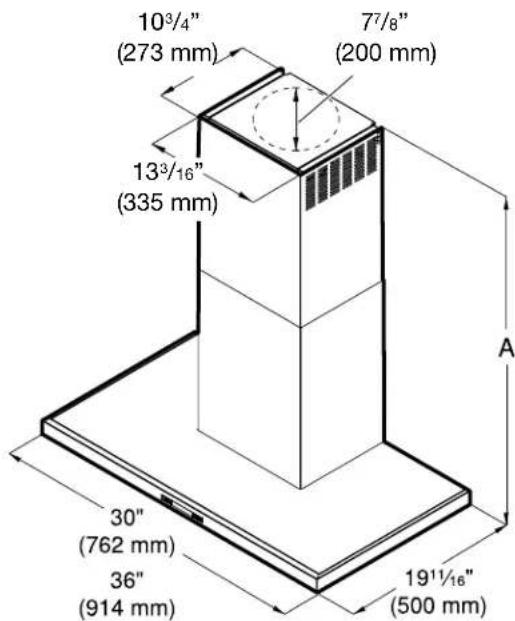 BOSCH HCP30E52UC - Appliance dimensions - 1