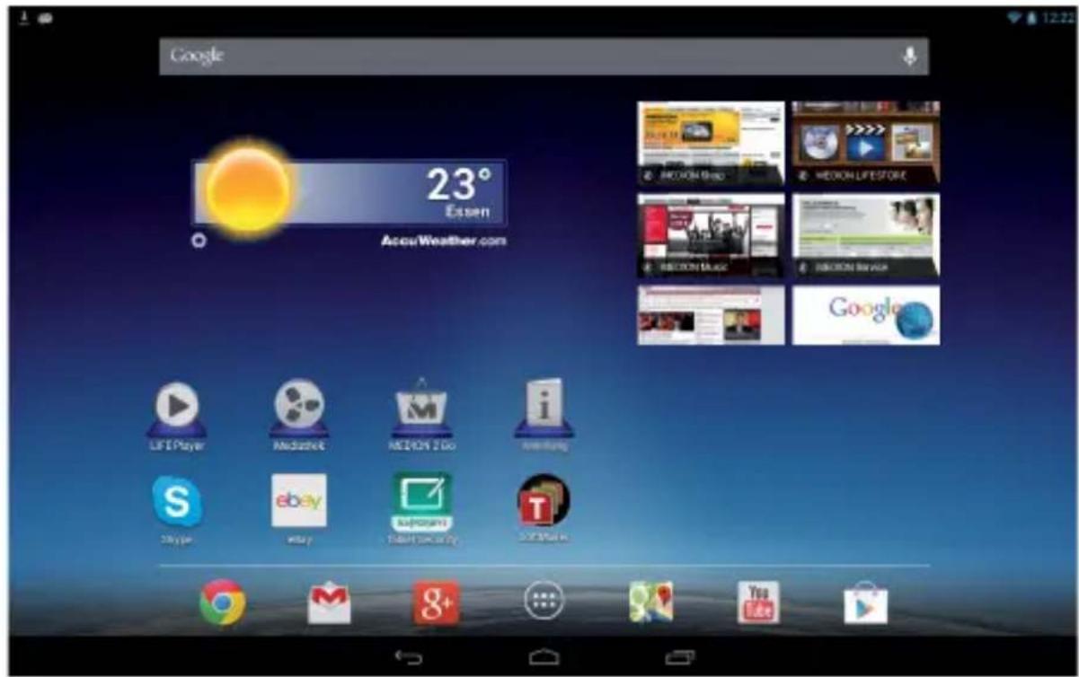 MEDION LIFETAB E10317 - Description de l'écran d'accueil - 1