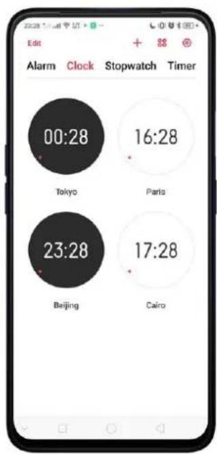 OPPO A5 (2020) - Ajouter et visualiser les horloges à travers le monde - 6
