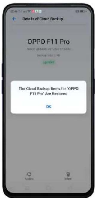 OPPO A5 (2020) - Restaurer les contacts et les SMS sur le smartphone OPPO depuis le cloud OPPO - 3