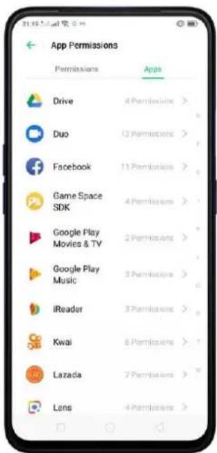 OPPO A5 (2020) - Permissions d'application - 3