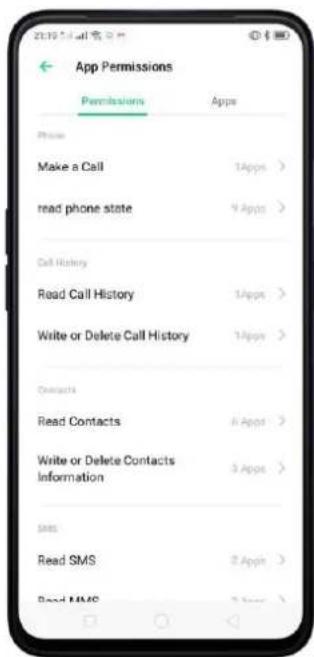 OPPO A5 (2020) - Permissions d'application - 2