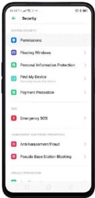 OPPO A5 (2020) - Permissions d'application - 1