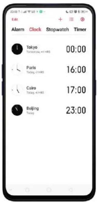 OPPO A5 (2020) - Ajouter et visualiser les horloges à travers le monde - 7