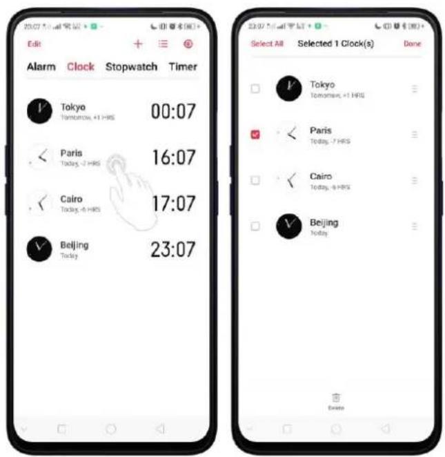 OPPO A5 (2020) - Ajouter et visualiser les horloges à travers le monde - 3