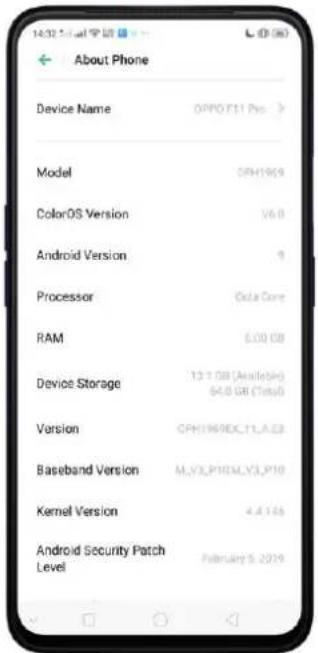 OPPO A5 (2020) - Nom du dispositif ColorOS 6.0 - 1