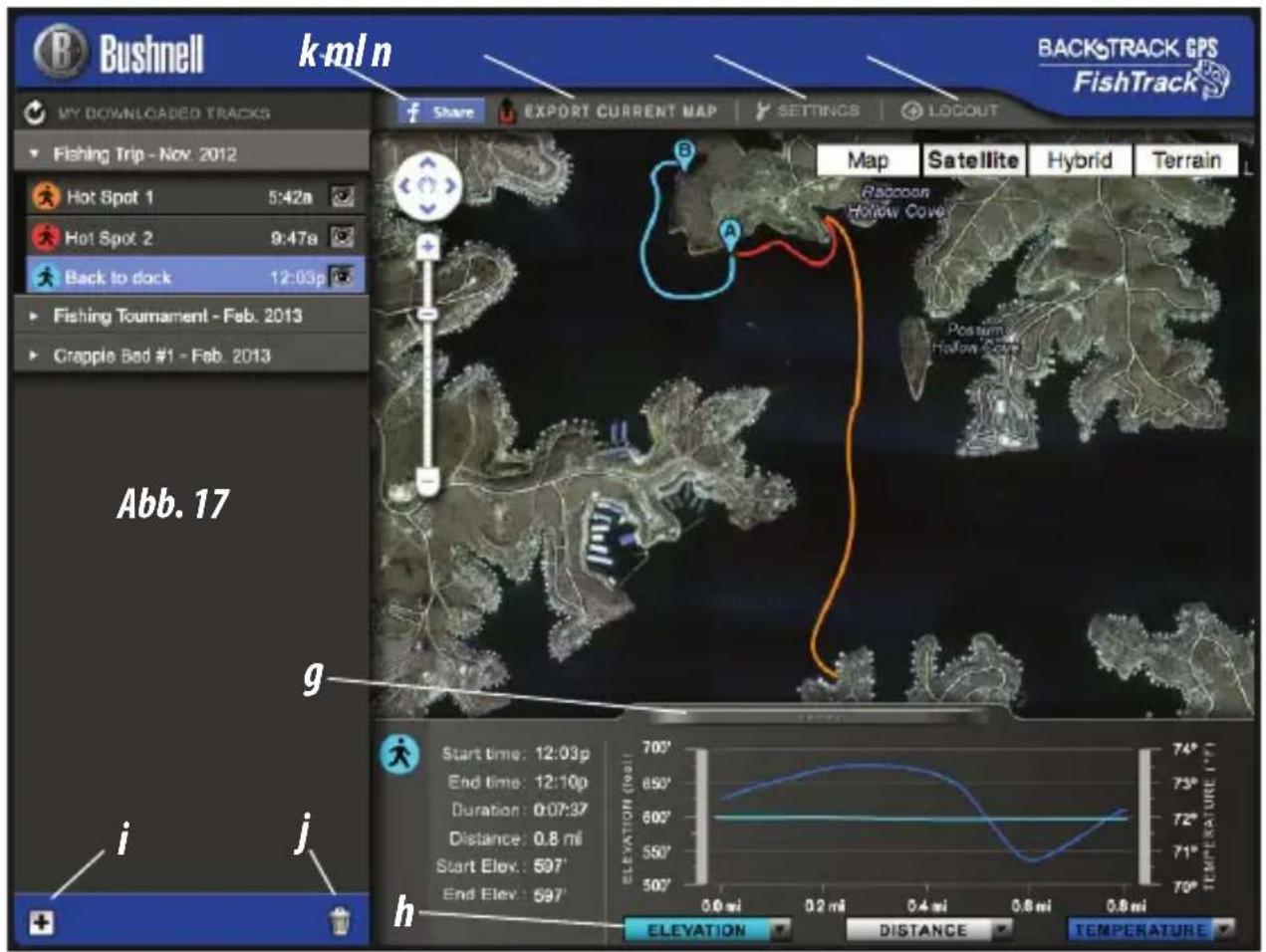 BUSHNELL BackTrack FishTrack - ZUSÄTZLICHE FUNKTIONEN DER ANWENDUNG - 2