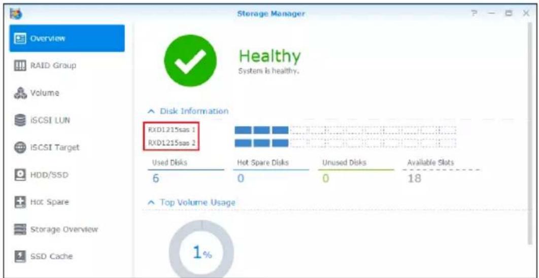 SYNOLOGY RC18015xs+ - Confirmer la connexion et gérer les espaces de stockage - 1