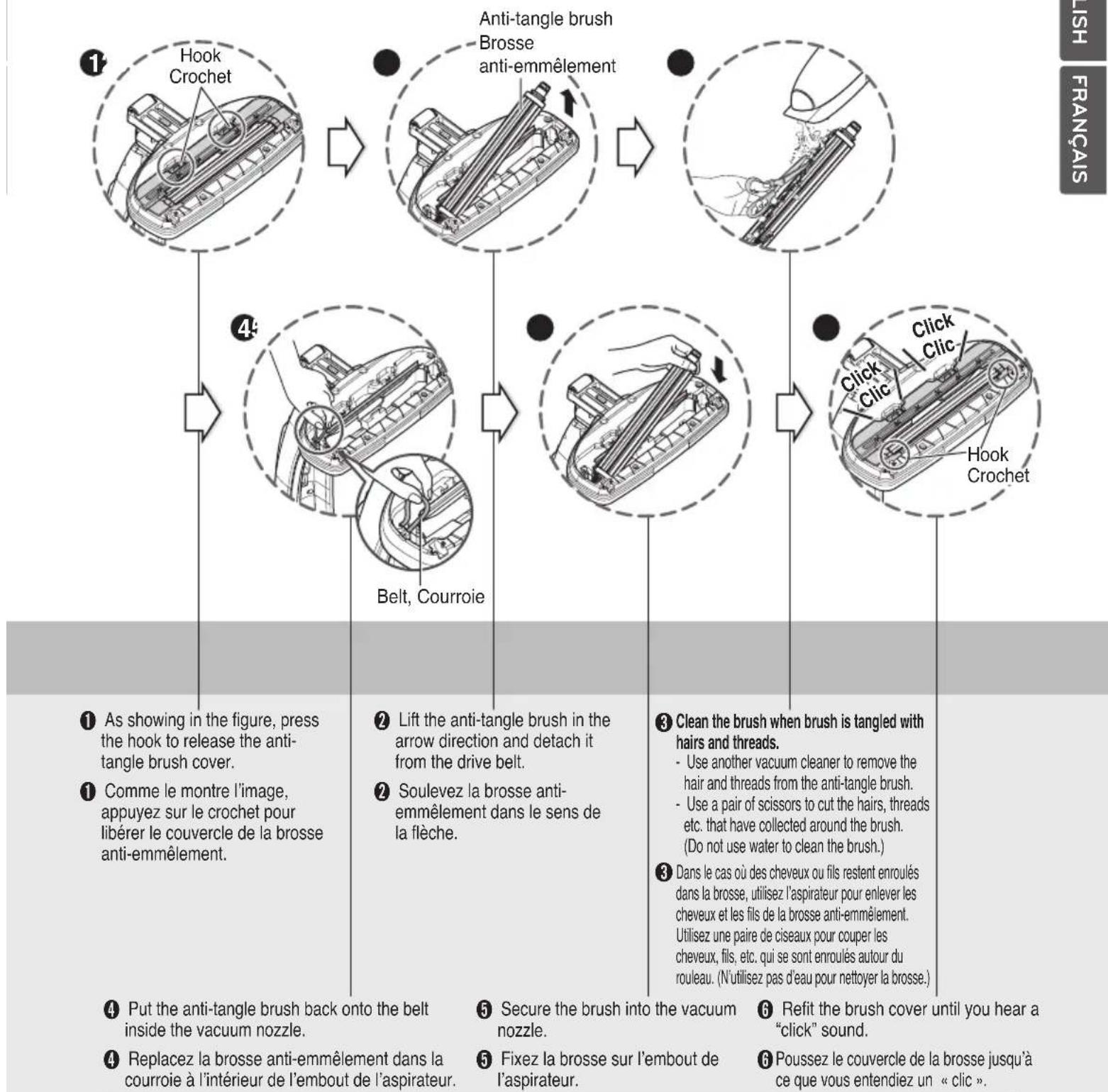 LG VS8404SCW - Instructions d'utilisation Nettoyage de la brosse - 1