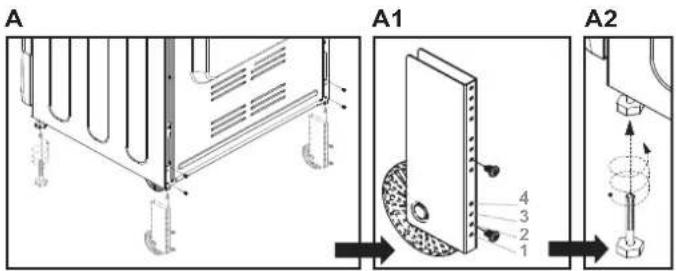CANDY CCV6525PX - Hohenverstellbare Fübe und Räder - 1