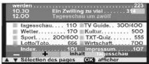 LOEWE Speros 37 HDDR+ - Fonctions supplémentaires pour la selection des pages - 2
