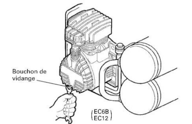HITACHI EC 6B - Changement d'huile/Débordement d'huile (Uniquement pour les modèles EC6B, EC12 et EC16). - 1