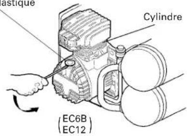 HITACHI EC 6B - Insertion de laJAuge et verification du niveau d'huile - 1
