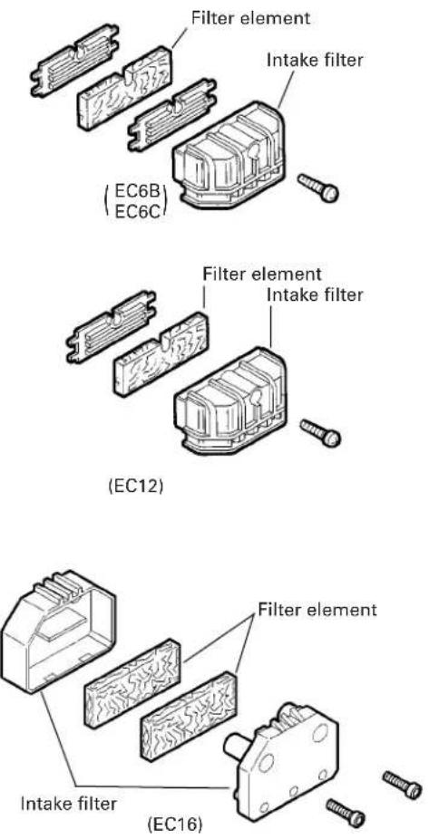 HITACHI EC 6B - Cleaning the intake filter - 1