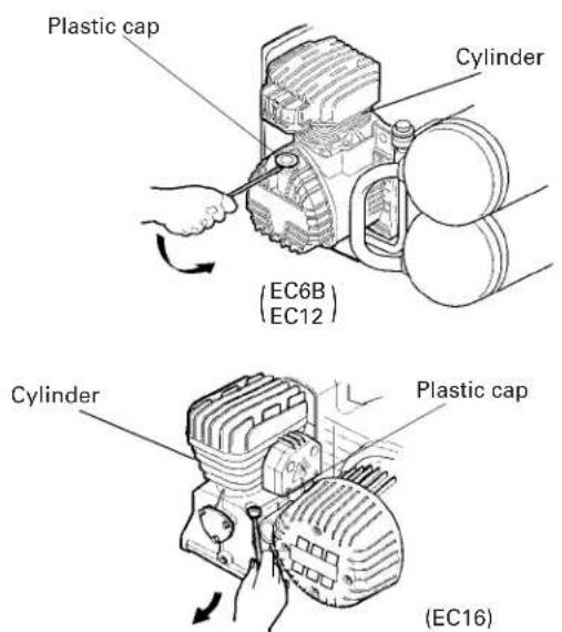 HITACHI EC 6B - Dipstick insertion and oil level check (If your compressor is EC6C this step is not necessary.) - 1