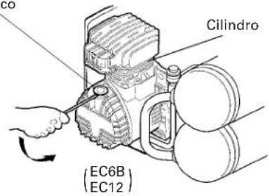 HITACHI EC 6B - Inserción del indicator y comprobación de nivel de aceite - 1