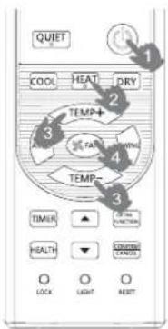 QUICKET COOL HEAT DRY TEMP+ FAT-WARNING TEMP- TIMER ▲ HEALTH ▼ LOCK LIGHT NEXT 1 2 3 4