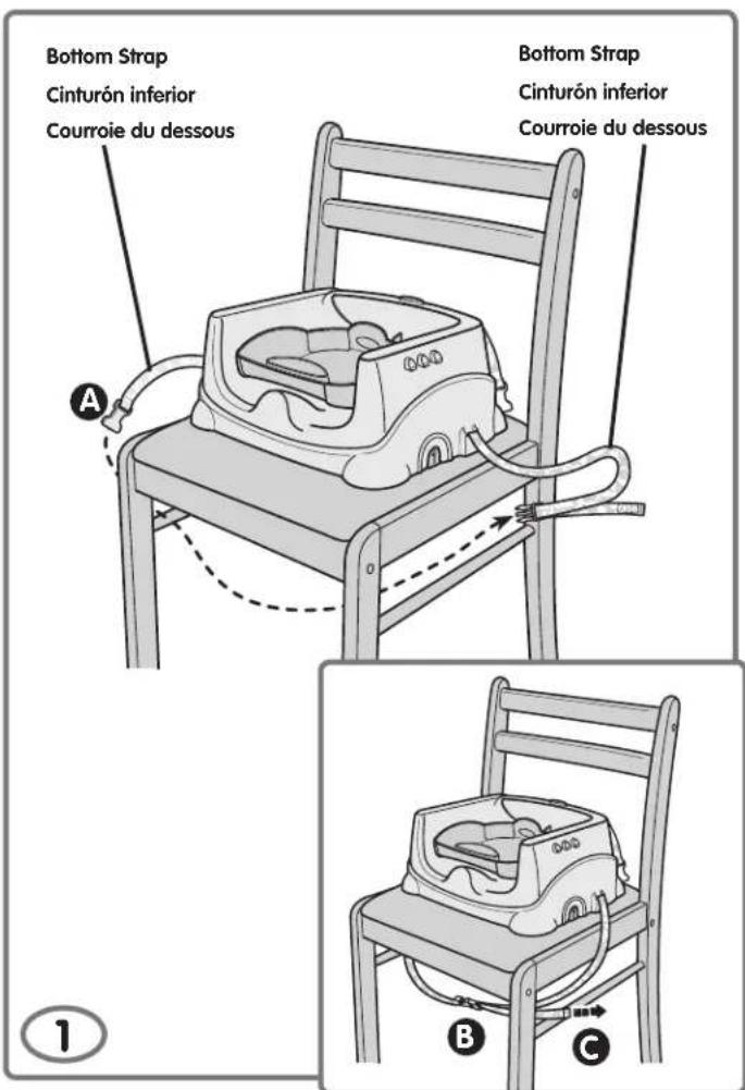 FISHER-PRICE B7275 - Attaching to a Chair Ajustar la alta de la silla Pour régler la hauteur du siège d'appoint - 1