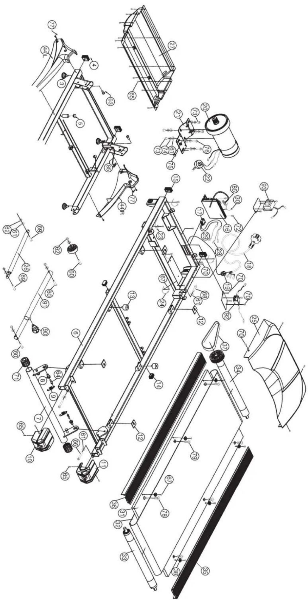 Technical diagram of a mechanical assembly with numbered components for identification and assembly reference.