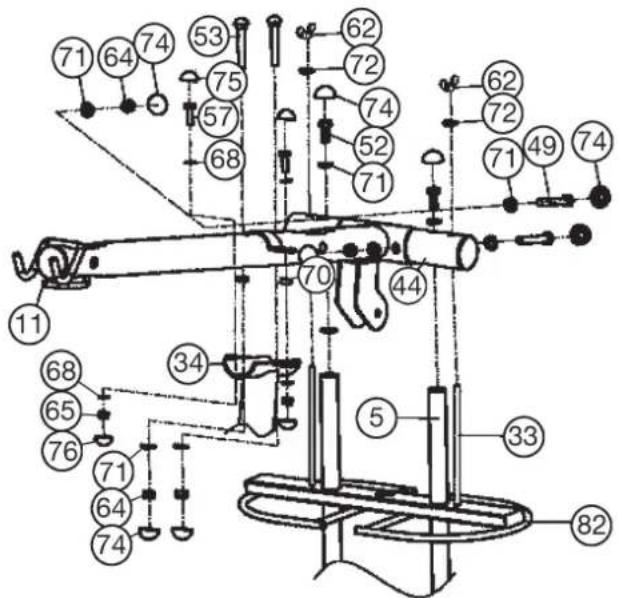 Christopeit SP 20 XL - Step 3: Installation of top frame (11) and end tube (44). - 1