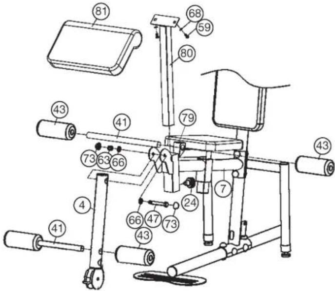 Christopeit SP 20 XL - Étape 5: Montage des bigoudis dans les jambes (4) jambières (43) et les p提供优质 curl (81). - 1