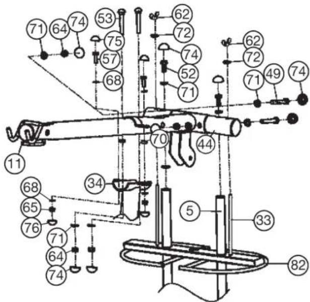 Christopeit SP 20 XL - SCHRITT 3: Montage des Latissimusrohres (11) und des Endrohres (44). - 1