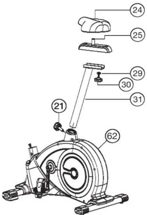 Christopeit EMS 4 - Etape n° 3: Montage du chariot de selle (25), de selle (24) et le tube de selle (31). - 1