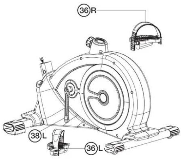 Christopeit EMS 4 - Attach the pedals (36L+36R). - 1